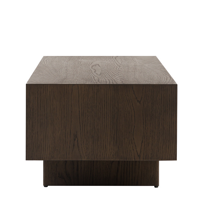 side on image cut out of walnut rectangular coffee table
