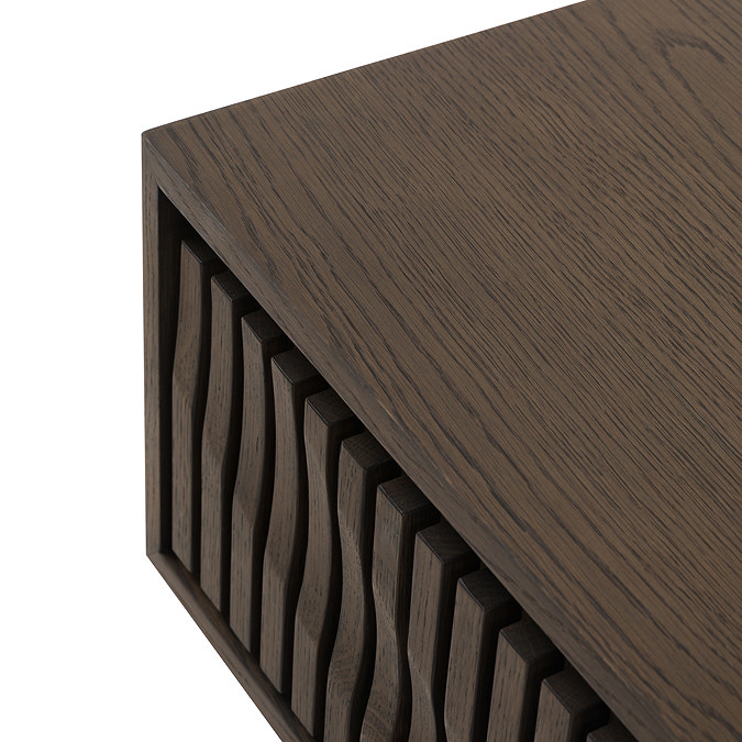 close up image of walnut surface of coffee table