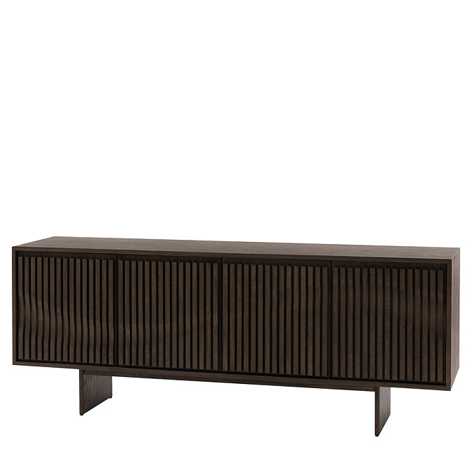 cut out image of four door walnut sideboard with wave panel design