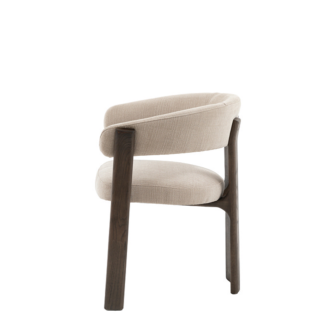 side on cut out of natural rounded dining chair with ash wood legs