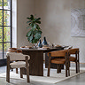 image of walnut extendable dining table contracted to seat six