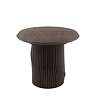side on cut out of oval walnut coloured dining table