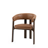 cut out of brown leather dining chair with ash wood legs