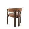 cut out of back of brown leather chair with ash wood legs