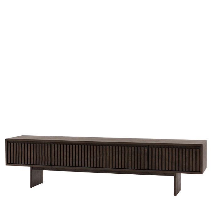 cut out of walnut tv unit with wave panelled doors