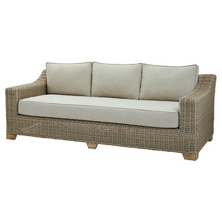 image cut out on white background of rattan 3 seater sofa