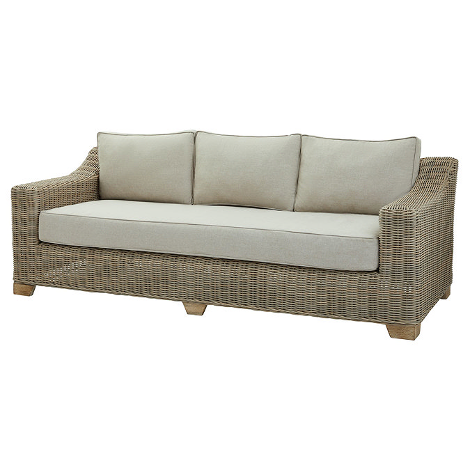 image cut out on white background of rattan 3 seater sofa