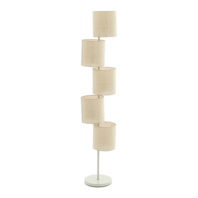 image cut out on white background of multi shade natural coloured floor lamp with circular base