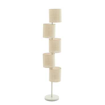 image of multi shade floor lamp, emitting warm glow from inner bulbs