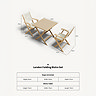 cut out of acacia wood bistro set with dimensions written at bottom