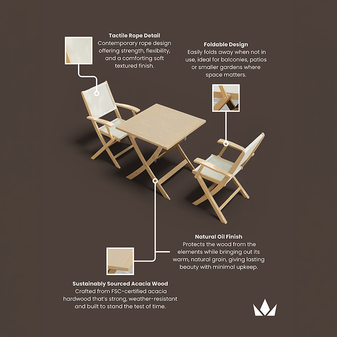 cut out of bistro set with material specifications written around it