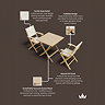 cut out of bistro set with material specifications written around it