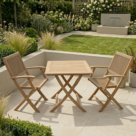 image of square classic wood bistro set with two chairs