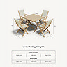 cut out of acacia wood four seat dining table with dimensions specification at the bottom