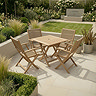 image of square acacia wood bistro set with four chairs