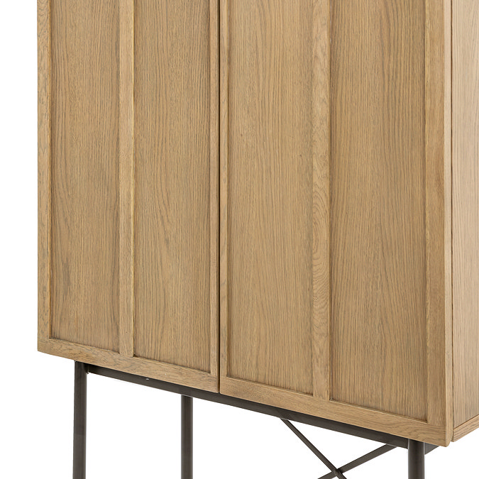 Longton Panelled 2 door cocktail cabinet in smoked oak image 2