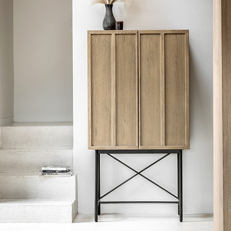 Longton Panelled 2 door cocktail cabinet in smoked oak image 1