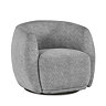 image cut out on white background of grey rounded chenille chair with slim swivel base