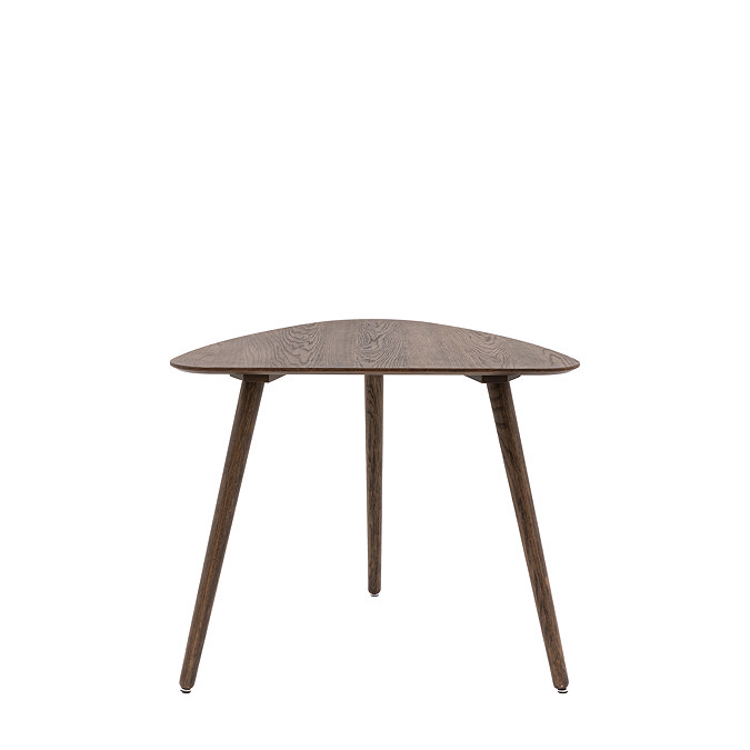 image cut out on white background of dark oak triangular table