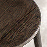 close up image of smoked oak seat top of bar stool