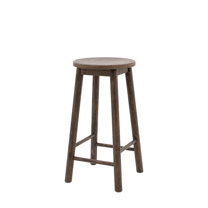 image cut out on white background of smoked oak wooden bar stool