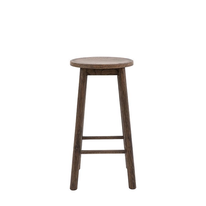 side on image cut out on white background of wooden smoked oak bar stool