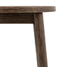 close up image cut out on white background of smoked oak bar stool, focus on seat connected to wooden stool
