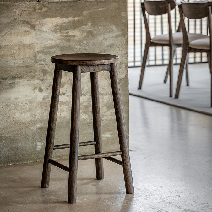 image of rustic smoked oak bar stool