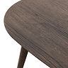 close up image cut out on white background of smoked oak tabletop of coffee table, highlighting wood grain