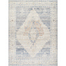 image cut out on white background of denim blue and white distressed vintage rug