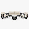 cut out of black open frame garden lounge set