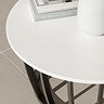 close up image of smooth edge of glass fibre top concrete coffee table