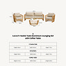 cut out image of four seat garden lounge set in teak colour with dimensions specification written below