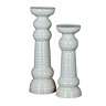 image of large and medium ribbed ceramic pillar candle holders
