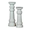 image of large and medium ribbed ceramic pillar candle holders
