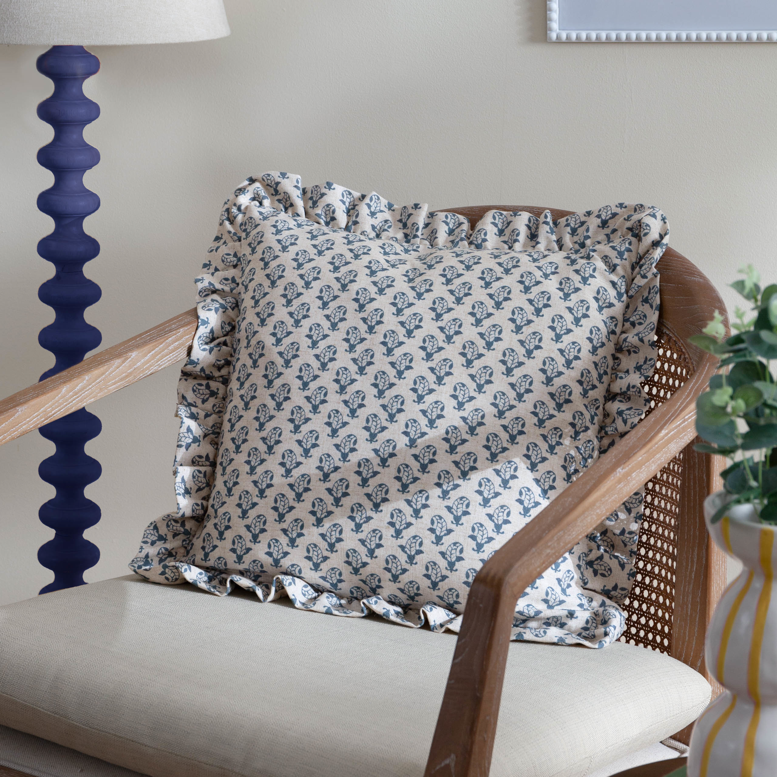 Lulah Block 45cm X 45cm Blue & White Cushion | MFI