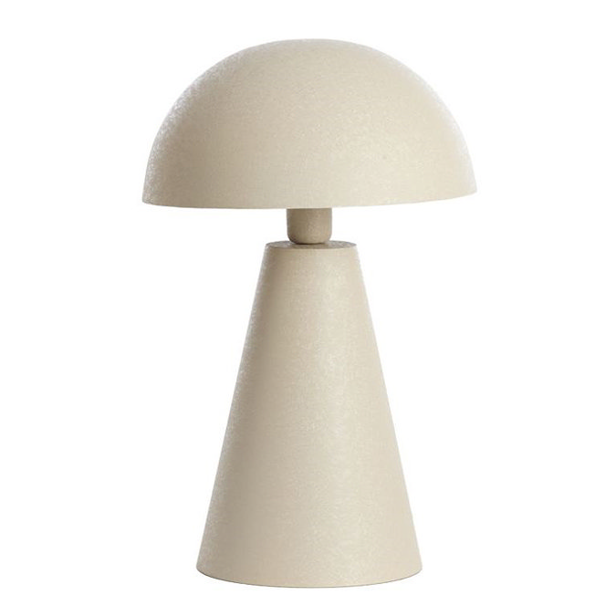 image cut out on white background of light grey lamp with dome shade