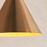 close up on antique brass colour and smooth finish to ceiling light