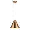 image cut out on white background of antique brass conical ceiling light