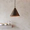 closer image of bronze conical ceiling light