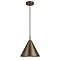 image cut out on white background of antique brass conical ceiling light