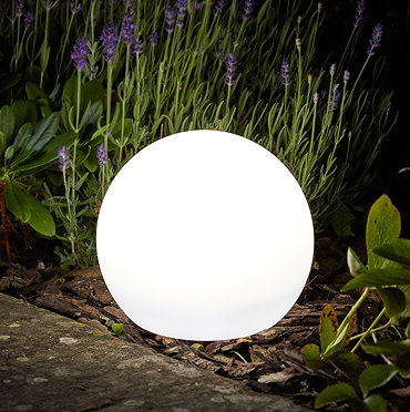 image of garden orb light glowing red