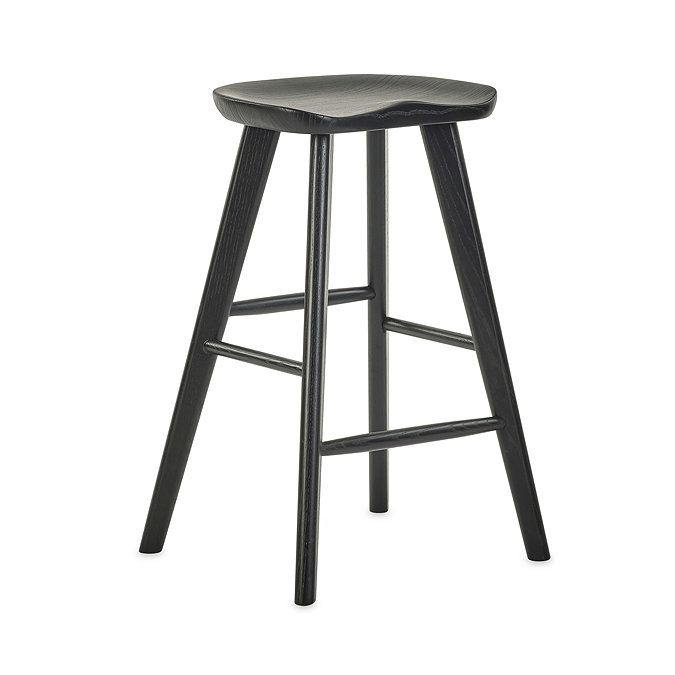 image cut out on white background of black oak bar stool