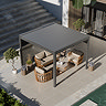 image of aluminium pergola with roof covering over it