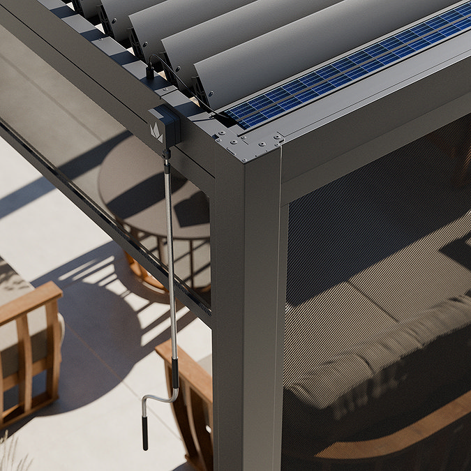 close up image of aluminium frame of garden pergola