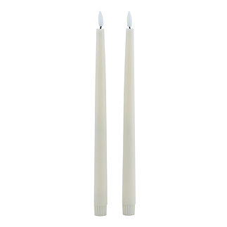LED Wax dinner candles in taupe image 1
