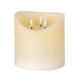 Natural glow 3 wick melted LED candle Cream