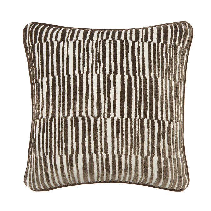 Ada stripe chocolate brown cushion 43x43cm front image 3