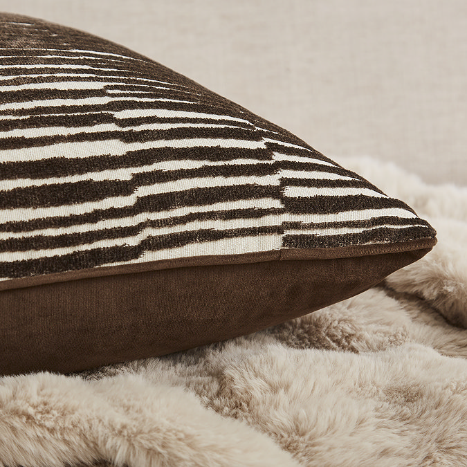 Ada Cushion 55x55cm chocolate close up image 2