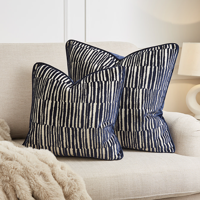 Ada stripe cushion navy size image 2